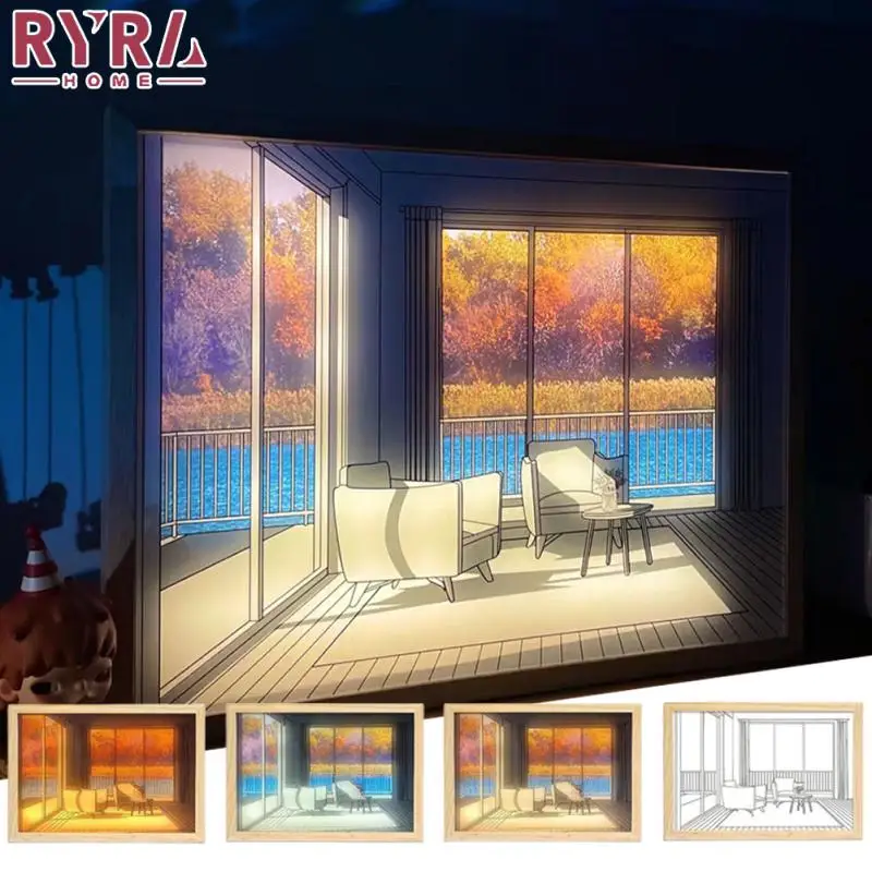 

INS светодиодный декоративная искусственная живопись USB-разъем затемнение в японском стиле аниме креативная современная Имитация солнечног...