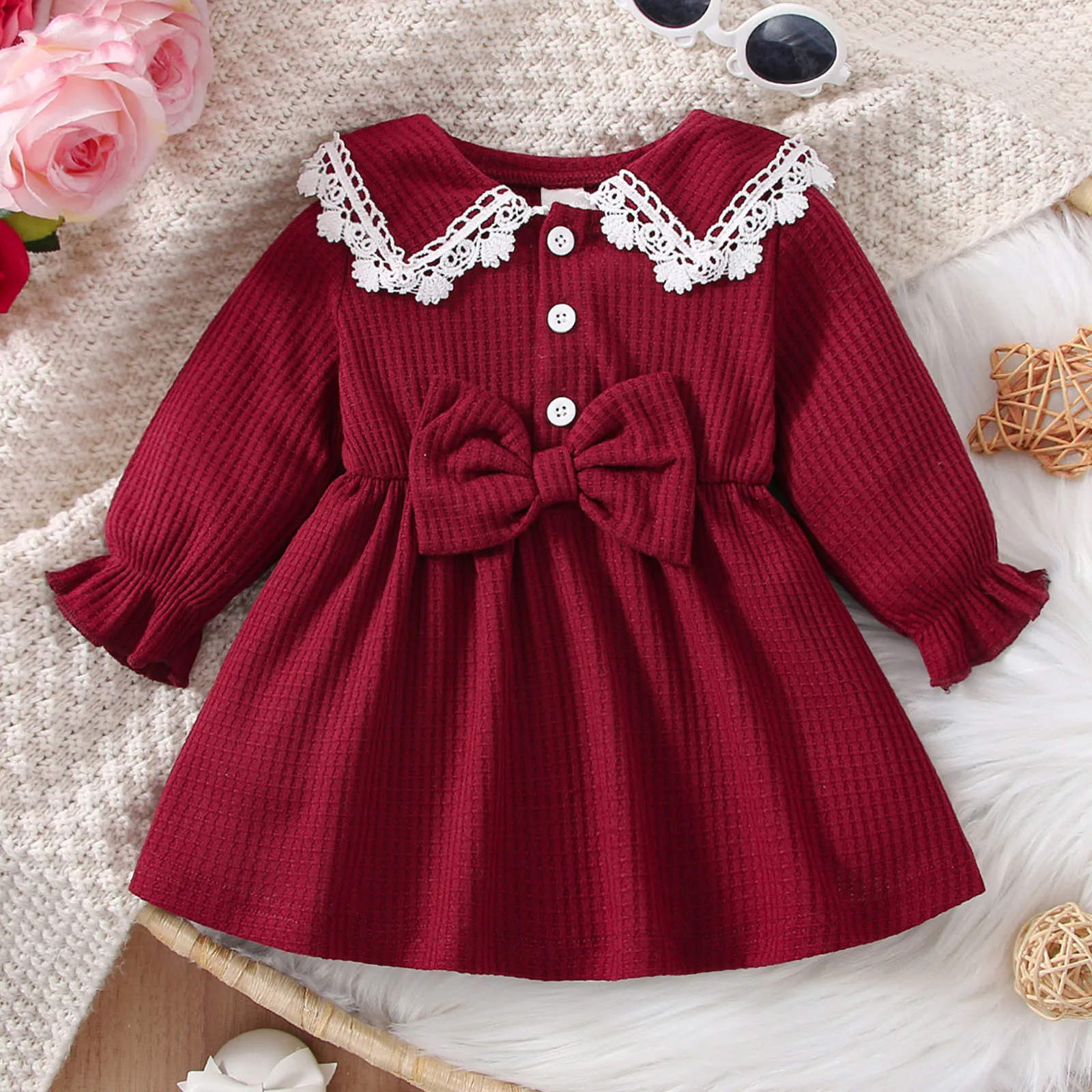 

Детское платье с длинным рукавом, на возраст 0-24 месяца