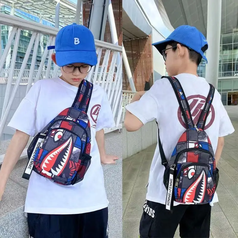 

Ins трендовый маленький рюкзак для мальчиков для путешествий красивая детская нагрудная сумка в виде акулы рюкзак для закусок Многофункциональный