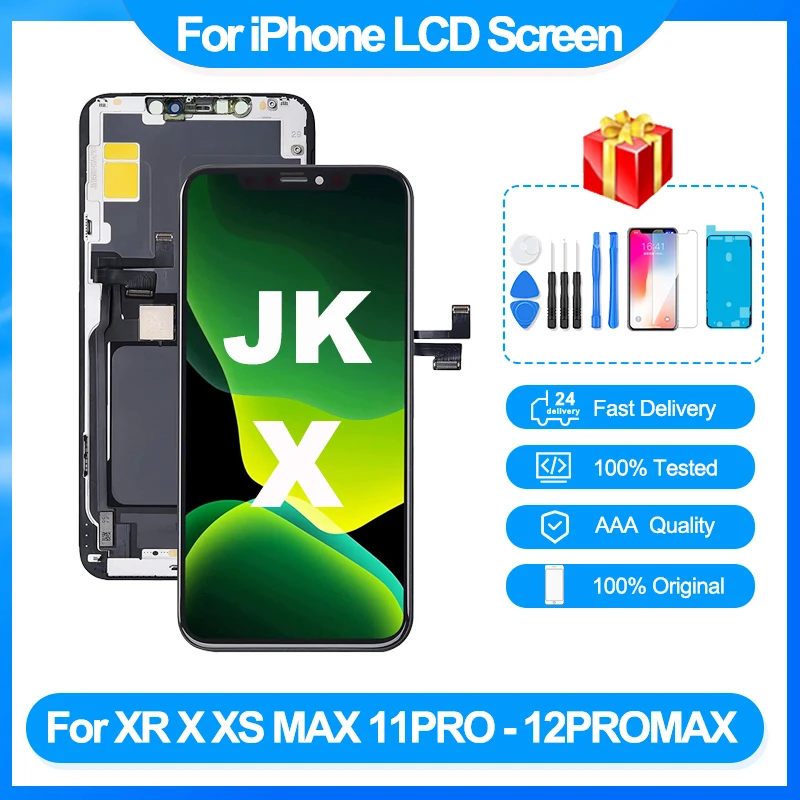 

JK Incell Screen For iPhone X XR XS Max 11 11Pro Max 12PRO LCD Display Touch Screen Digitizer Assembly Replacement No Dead Pixel