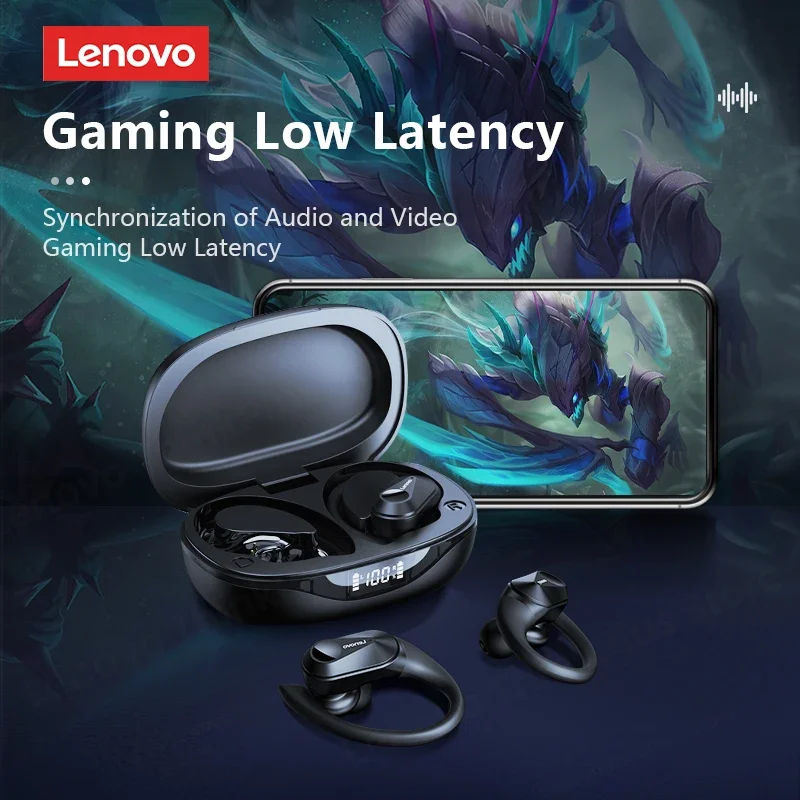 Фото Оригинальные наушники Lenovo LP75 TWS Bluetooth V5.3, беспроводные наушники со светодиодным цифровым дисплеем, водонепроницаемая гарнитура с шумоподавлением, новинка №3