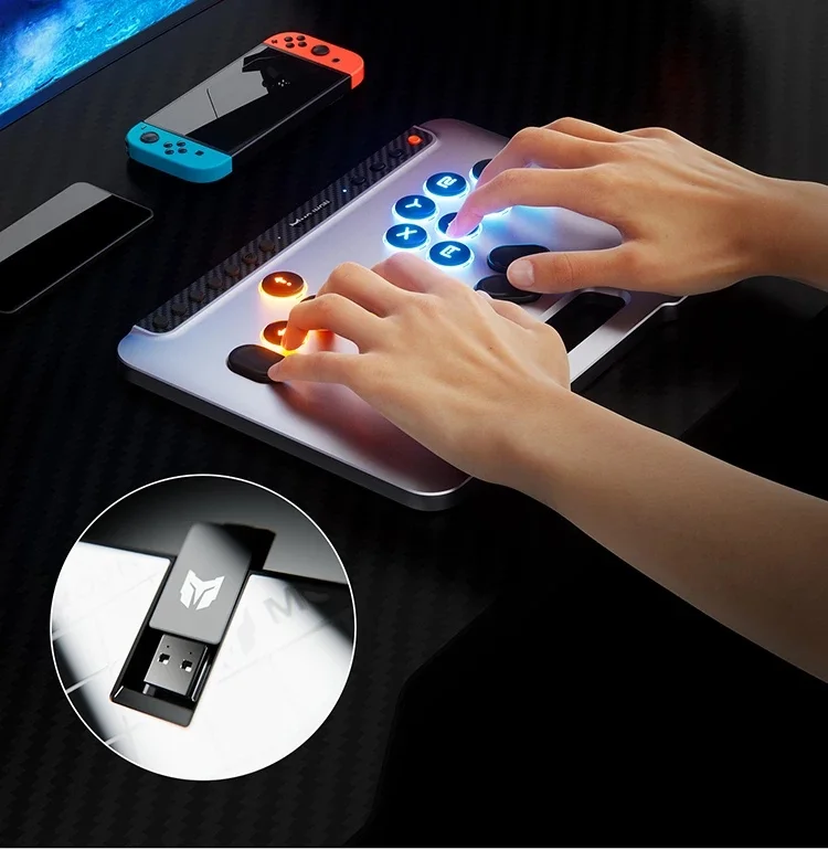 Фото Игровая клавиатура MOJHON DOUJIANG Leverless Controller Fighting Keyboard Kaihua с настраиваемой двухосевой подключаемостью, полная поддержка горячей замены клавиш №3