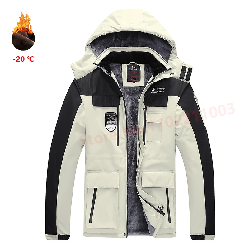 

Winter Waterproof Thick Warm Men's Fleece Jacket Large Size 7XL 8XL Anorak Male Coat Quilted Hooded Windbreaker Casual Men Parka