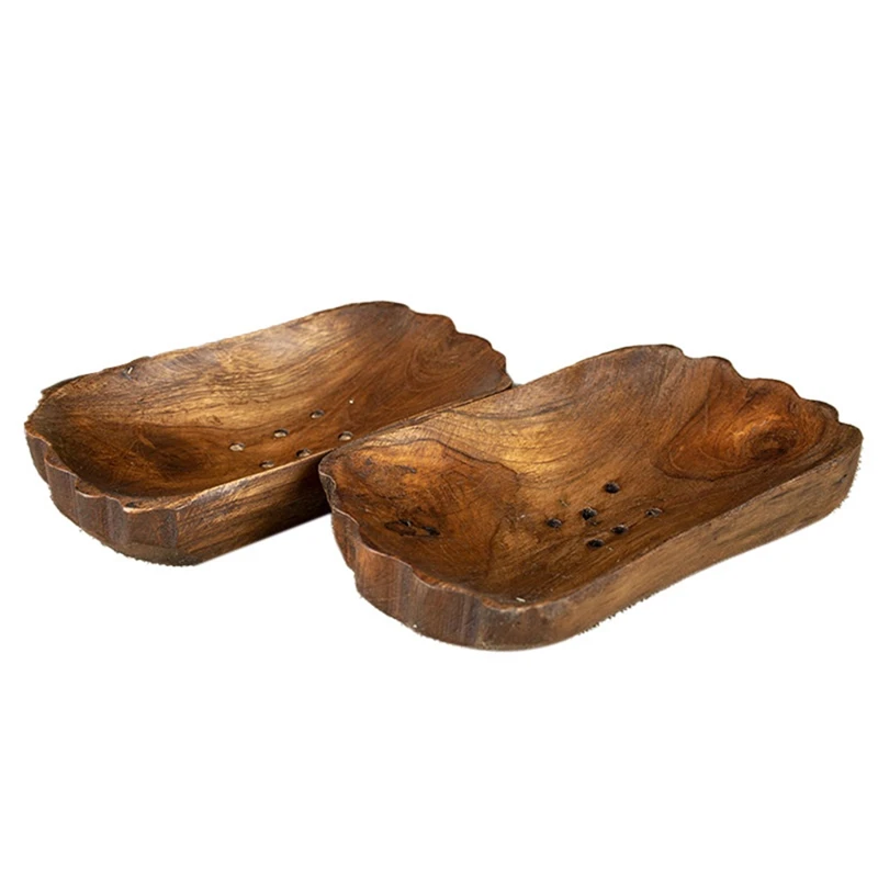 

HOT SALE Wooden Soap Dish Handcraft Wooden Soap Case Holder Home Bathroom Natural Soap Tray(2Pcs)