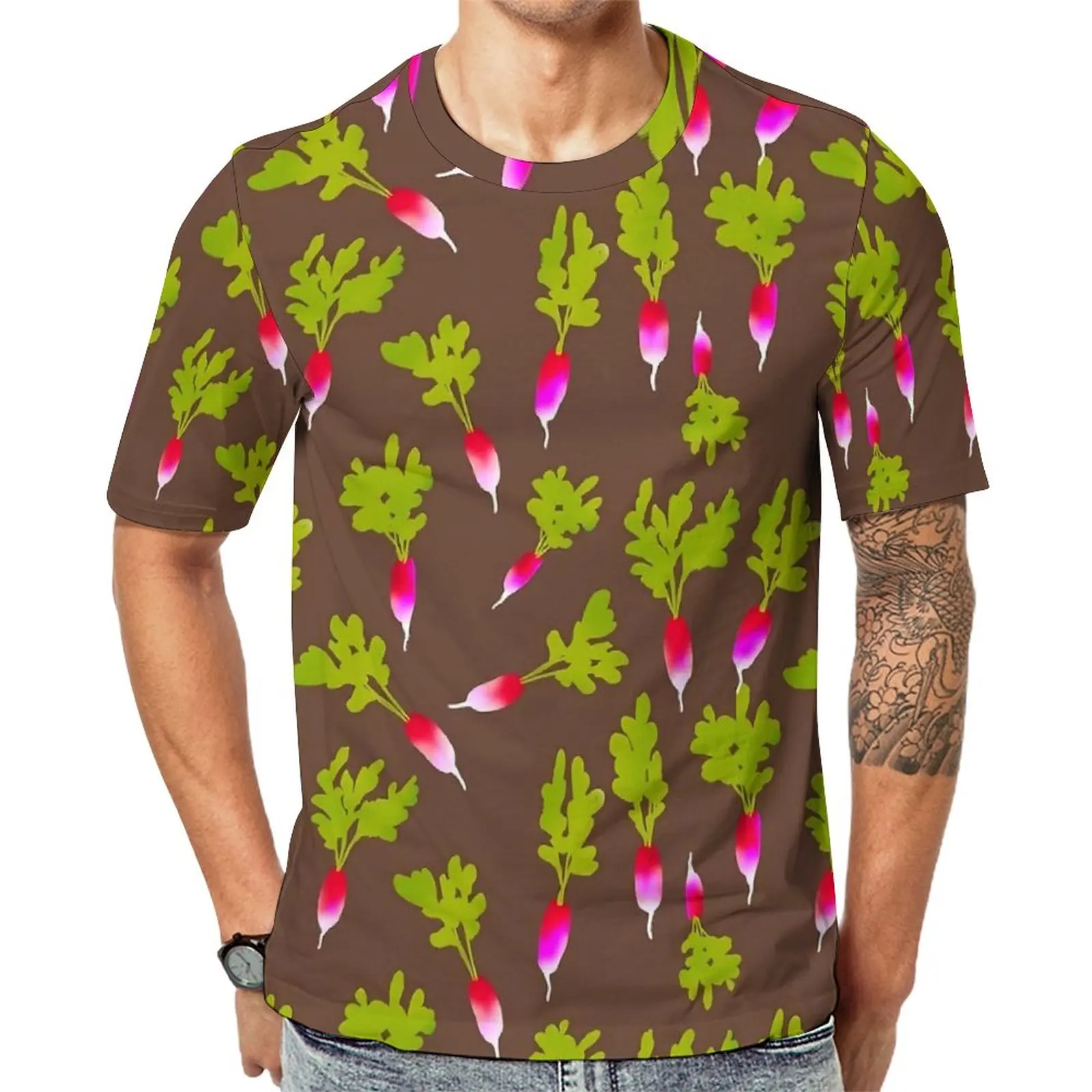 

Spicy Radishes T Shirt Vegetable Print Fun T-Shirts O Neck Popular Tshirt Summer Men Design Tops Plus Size 5XL 6XL