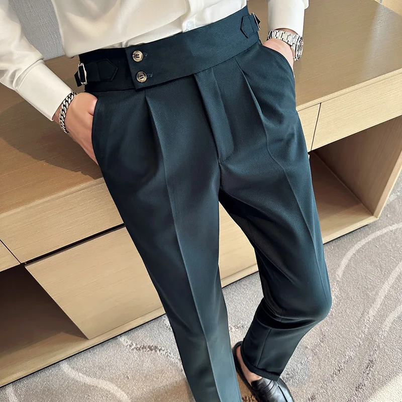 

Summer British Naples Solid Color Business Cocktail Party Formal Occasion Trousers Men's Korean Version Casual Small Foot Pants