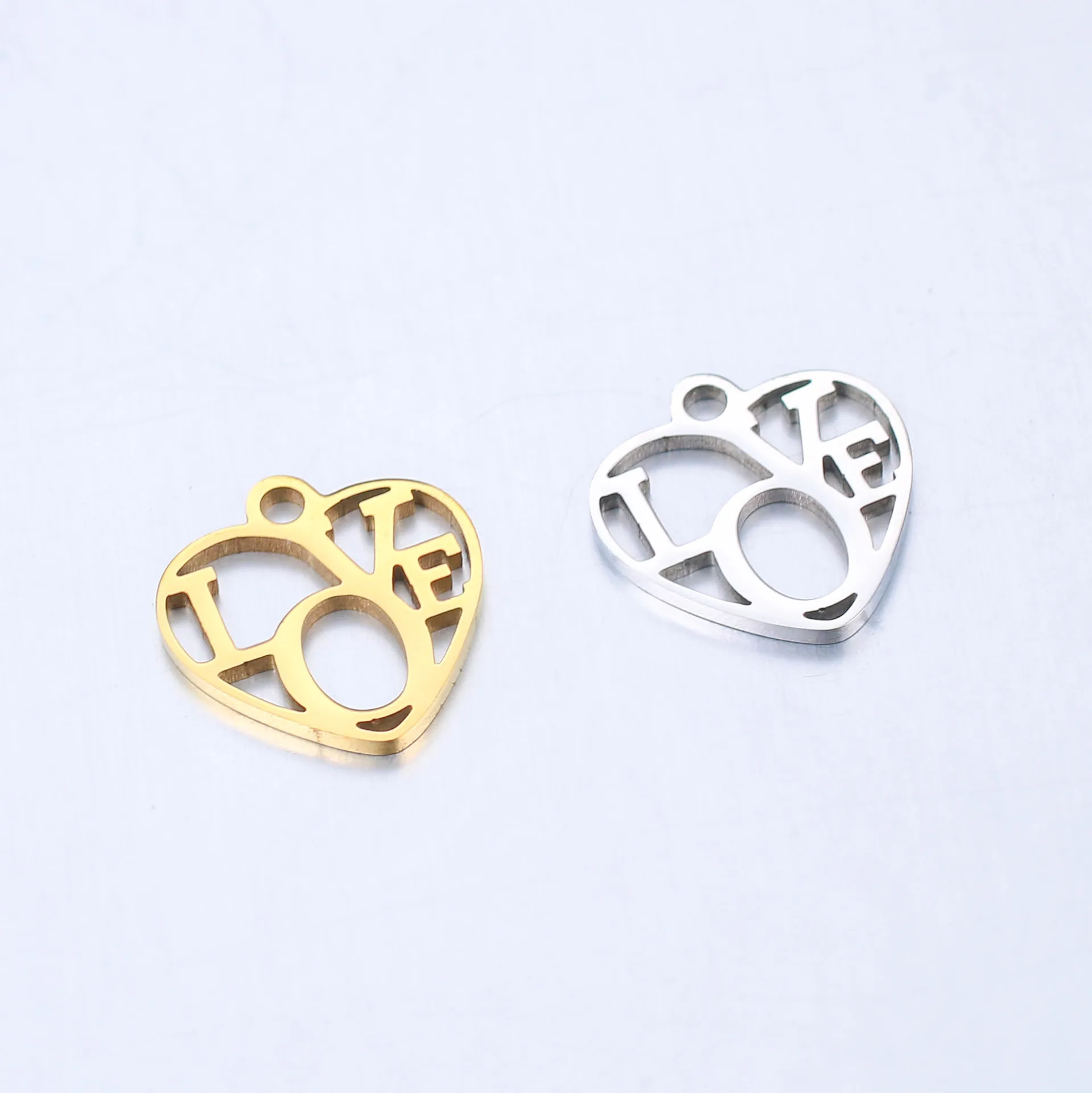 

5pcs/Lot Stainless Steel Hollow Love Heart Necklace Pendants for Women Love Letter Bracelet Earrings Jewelry Making Accessories