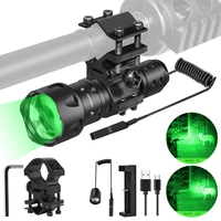 uniquefire upgraded t20b xpe green light portable led flashlight 3modes full set tactical torch adjustable focus for hunting