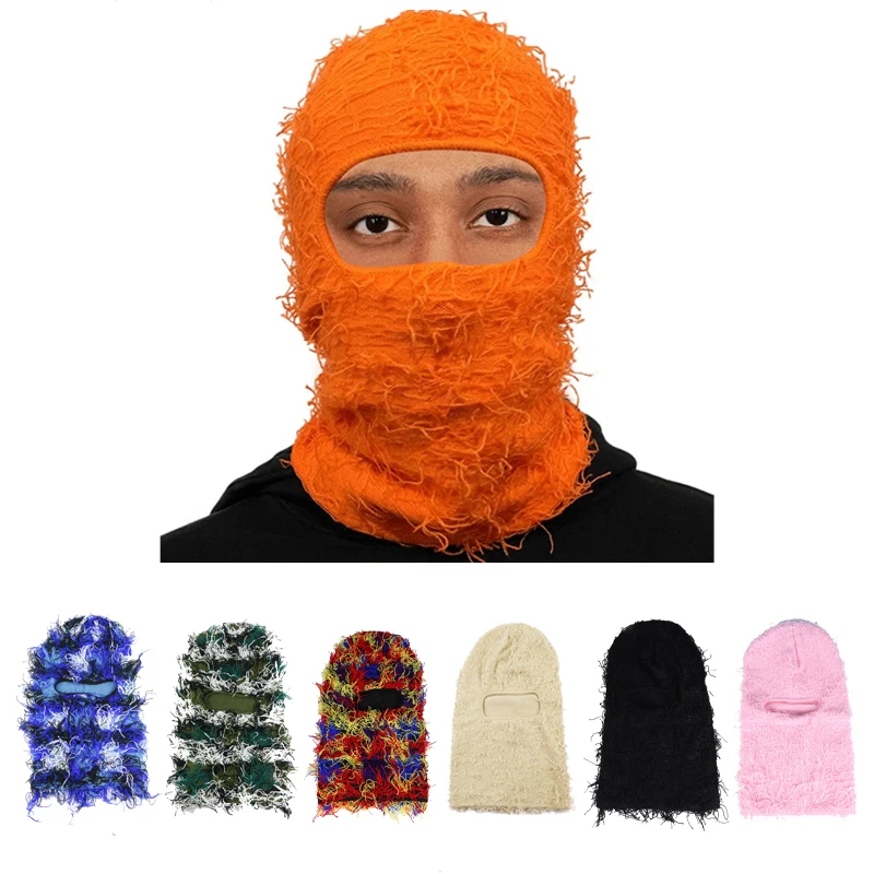 Шапка-Балаклава в стиле хип-хоп лыжная маска вязаные шапки с кисточками и