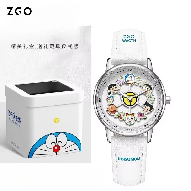 Фото Совместные брендовые часы Doraemon Carousel ZGO с вращающимся циферблатом, светящиеся кварцевые часы для девочек №2