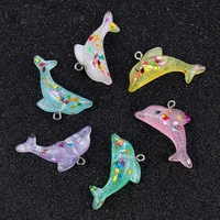 10pcslot mixed color dolphin resin charms pendant diy keychain necklace bracelet for jewelry making accessories