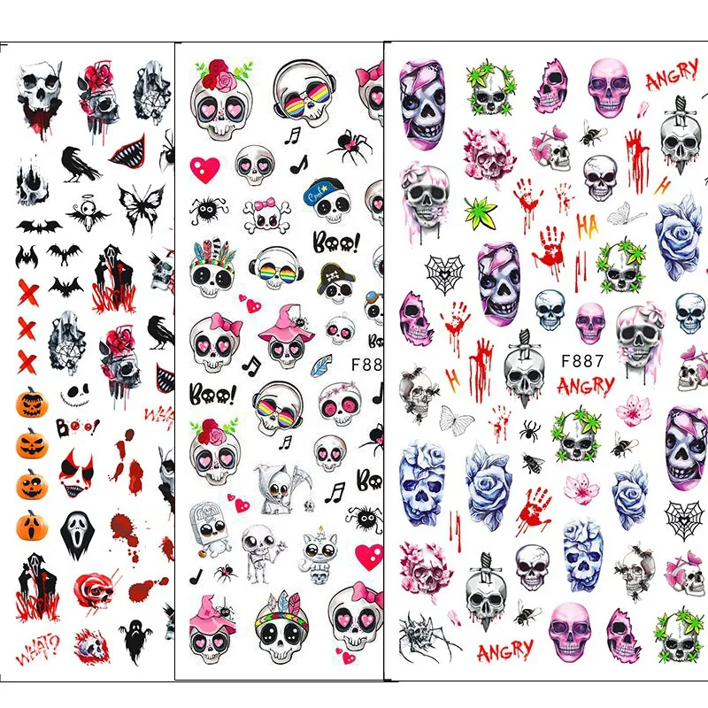 

1pcs Halloween Nail Stickers Santa Claus Self-Adhesive Slider Nail Art Decorations Christmas Snow Decals Manicure Accessories