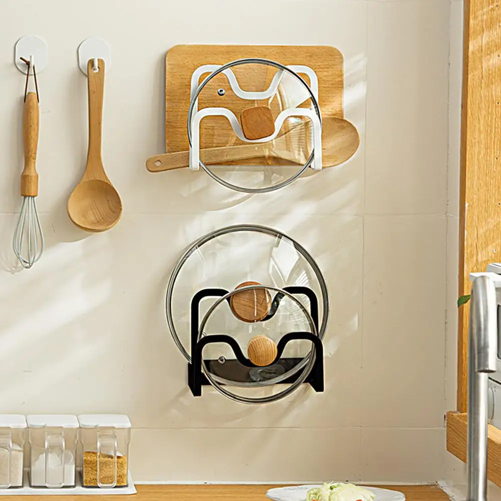 

1 Set Practical Rounded Edges Snap Design Abrasion-resistant Pot Lid Rack for Home Pot Lid Holder Chopping Board Holder
