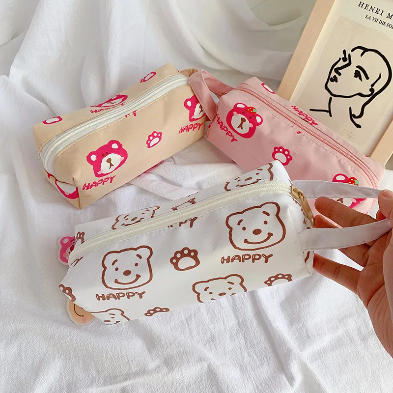 

Холщовый чехол для карандашей Ins Kawaii Disney Lotso милые детские Мультяшные аниме школьные студенты хранение портативные канцелярские сумки для р...