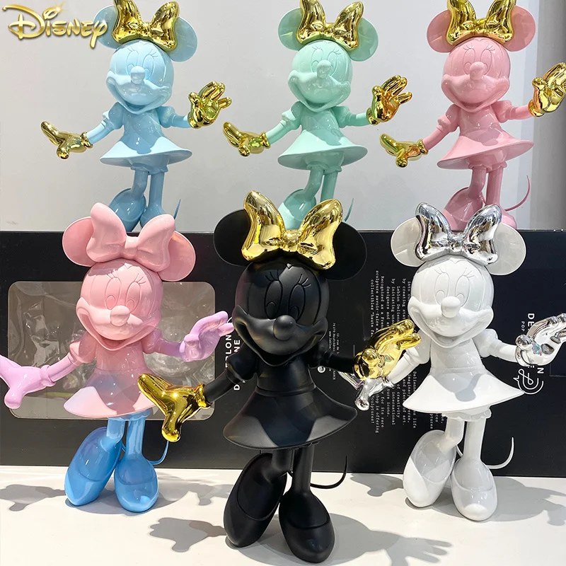 

31CM Disney Kawaii Minnie Mouse Statue Beckoning Mickey Cartoon Figure Resin Sculpture Trendy Shop Home Decoration Ornaments