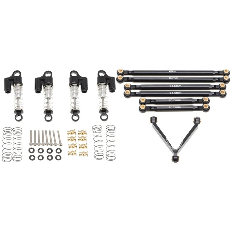 

For Axial SCX24 90081 1/24 Upgrade Parts Metal Shock Absorber Damper & Metal Link Rod Tie Rod Suspension Links Set