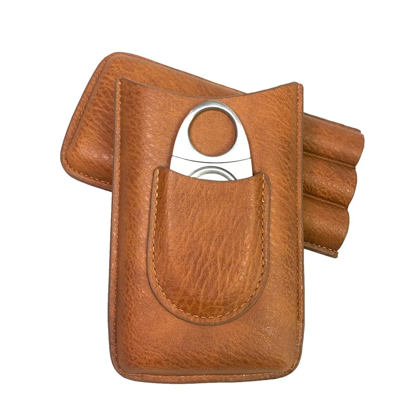 Портативный увлажнитель для сигар из коровьей кожи кедра с резаком дорожный