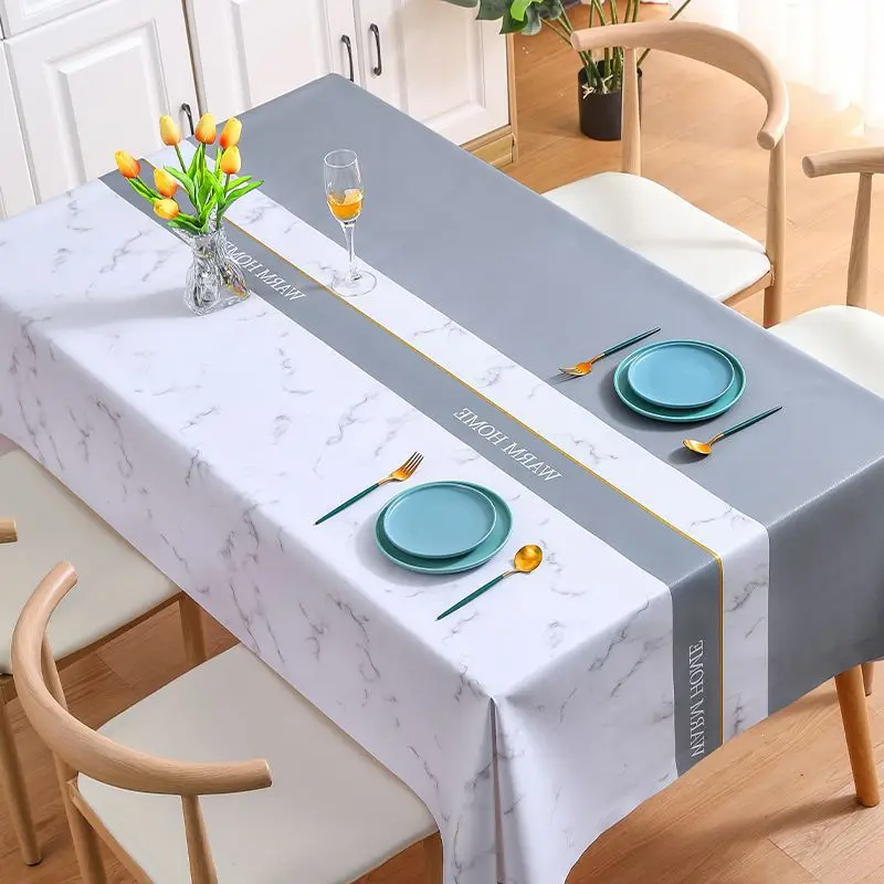 

Simple PVC Tablecloth Waterproof Oilproof Scald Proof Washable Tablecloth Mat Party Rectangular Cover Table Cloth Kitchen Decor