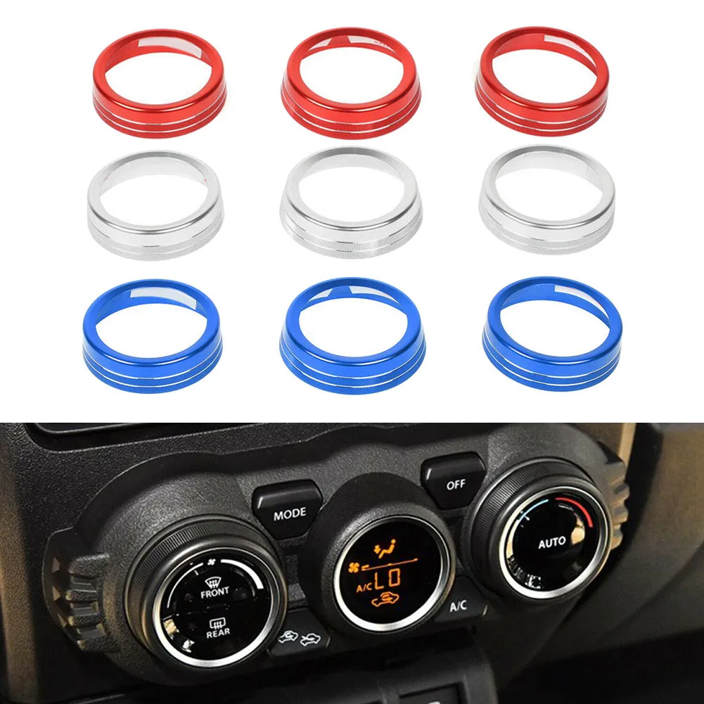 

3 шт. ручка кондиционера переменного тока, декоративная кнопка, алюминиевый сплав для SUZUKI JIMNY 2019 2020, ручка открывания автомобиля, кольцо