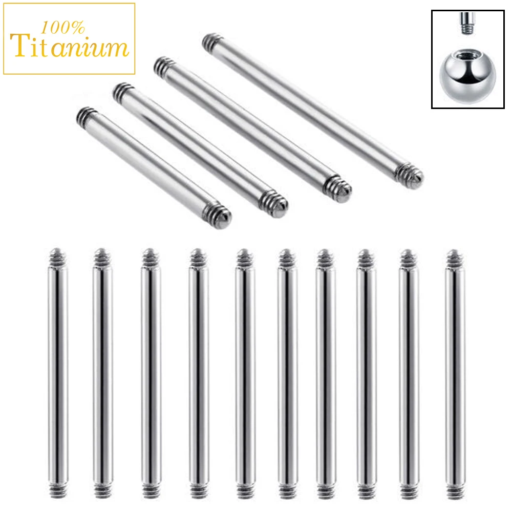 

10Pcs G23 Titanium Straight Barbell Bar Piercing Earrings Tongue Ring Replacement Accessories 6mm-40mm Nipple Studs Body Jewelry