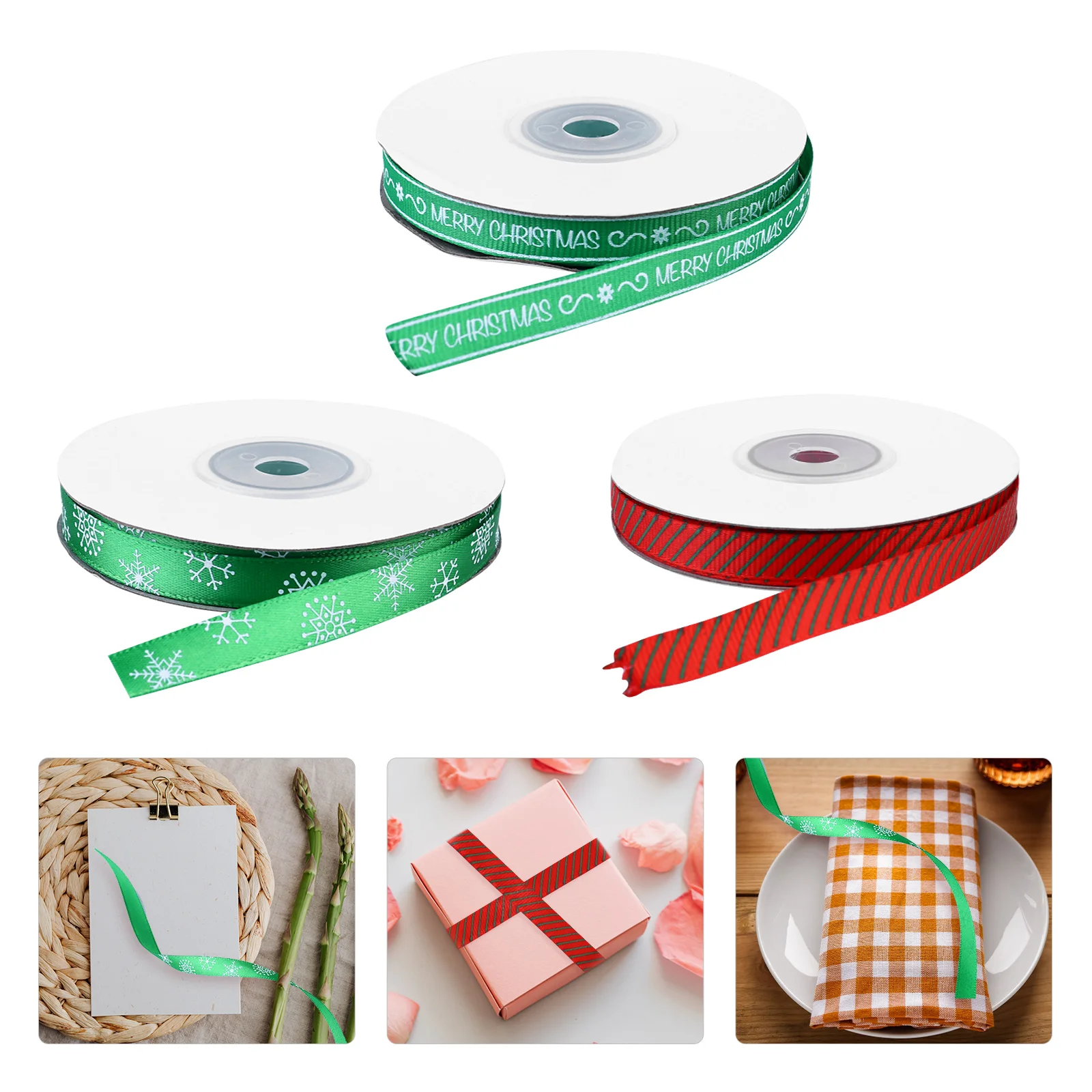 

3 Rolls Christmas DIY Ribbons Creative Gift Wrapping Ribbons Decoration