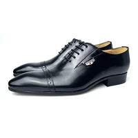 luxury italian oxford men dress shoes fashion hand made prints lace up black wedding office shoes formal men shoes leather