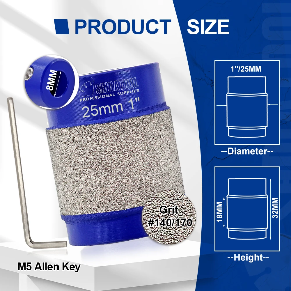 SHDIATOOL витражная шлифовальная головка, инструменты, 1/3 шт., алмазные абразивные фрезы, 1 3/4 1/8 дюйма, набор шлифовальных бит со стандартной зернистостью