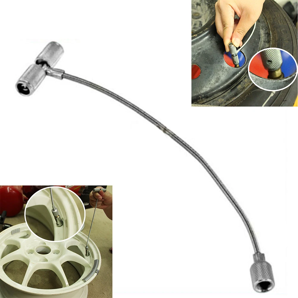

Инструмент для установки штока клапана, вытяжной инструмент для удаления сердечника автомобильной шины, прочный ремонтный гибкий стальной кабель, выравнивает клапан через отверстие в ободе