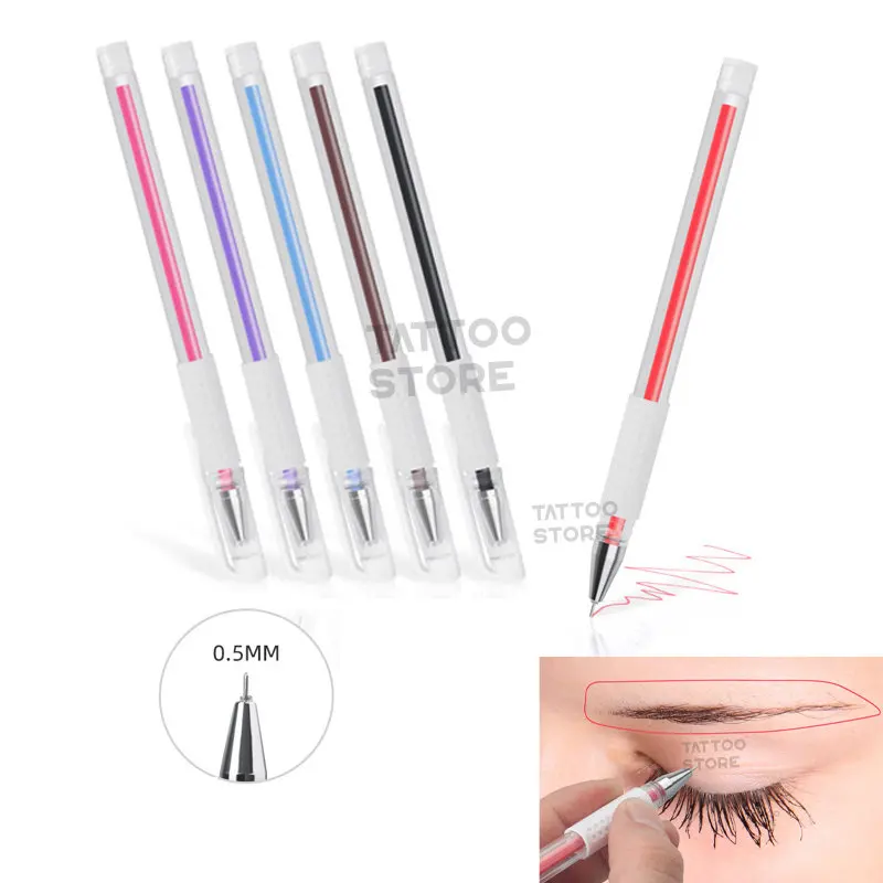 

10Pcs Tattoo Eyebrow Skin Marker Pen Brows Marker Pen for Microblading Eyebrow Lips Scribe PMU Tool Permanent Makeup Supplies