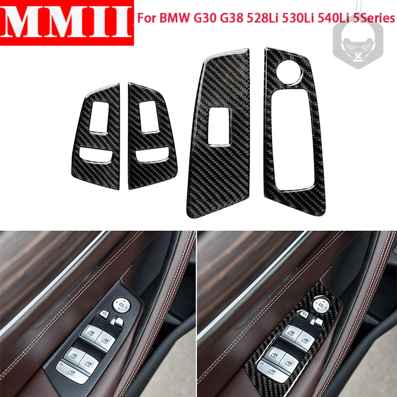 

Carbon Fiber Sticker Car Window Lifter Switch Button Panel Decoration Frame Cover For BMW G30 5Series 2018 Car Accessories