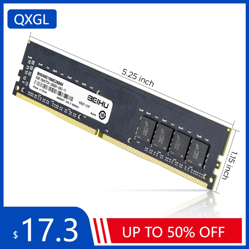 

QXGL DDR4 4GB 8GB 16GB DDR4 Ram PC4-21300 CL19 1.2V 288 Desktop Memory with Heat Sink Ram Pc Dimm for All Motherboard