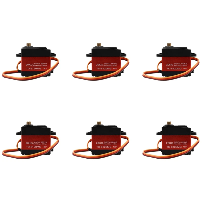 

6X Td-8120Mg Waterproof Metal Gear Digital Servo With 20Kg High Torque 180Angle For Rc Remote Control Car Model