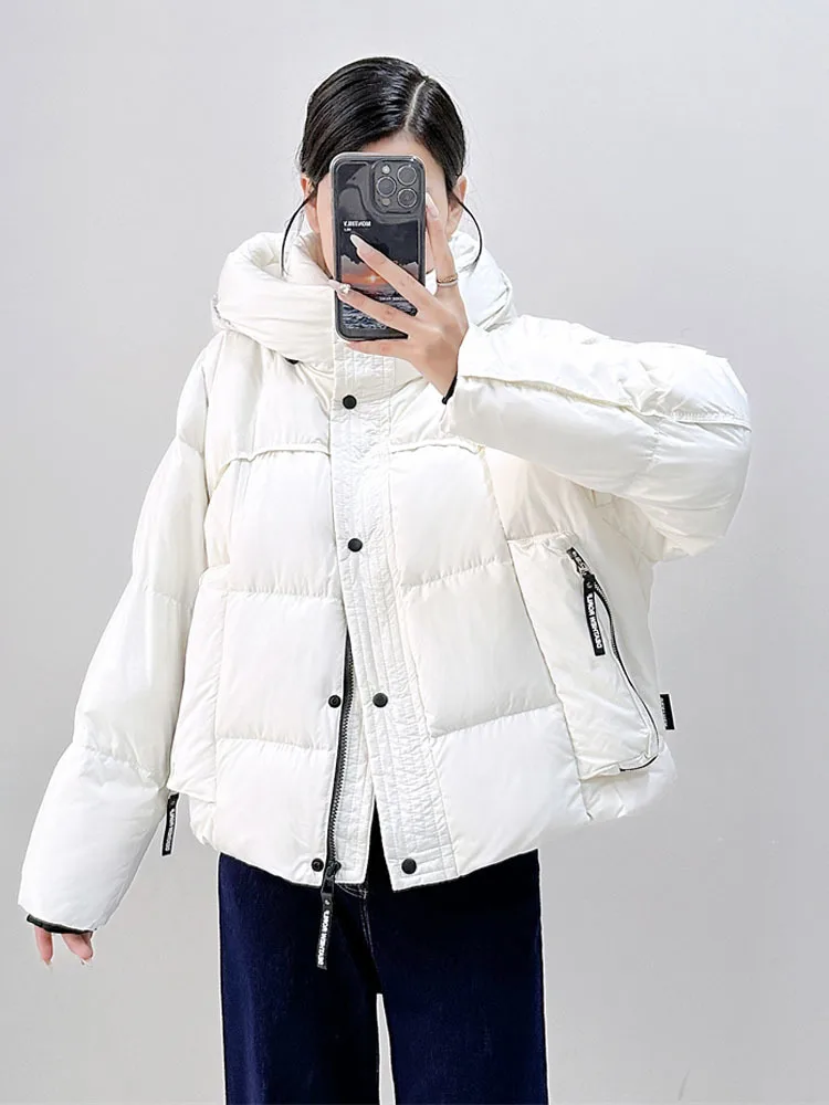 2024 новая зимняя женская куртка-пуховик с капюшоном утепленная короткая куртка на