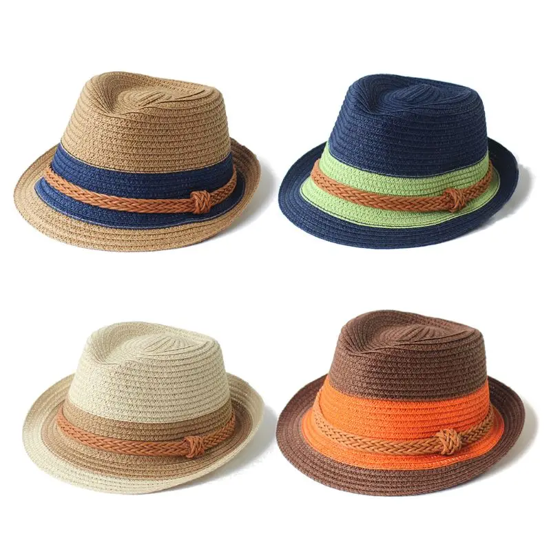 

Summer Children's Hat Straw Hat Boys and Girls Baby Cap Manual Straw Summer Vacation Hat Parent-child for Sun Wholesale