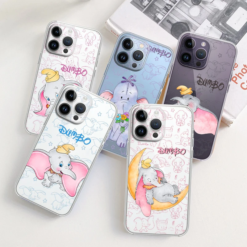 

Dumbo Cute Cartoon For Apple iPhone 14 13 12 11 Pro Max Mini XS Max X XR 7 8 Plus 5S Silicone Transparent Phone Case Coque Capa