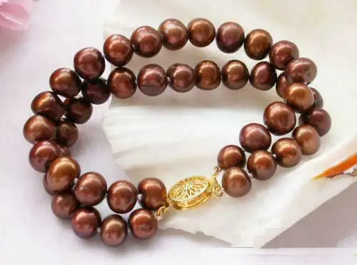 

Double strand AAA 9-10mm south sea chocolate pearl bracelet 7.5-8 inch