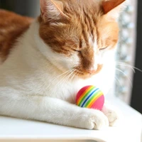 1510pcs eva rainbow stripes pattern foam bouncy ball cat toy pet supplies