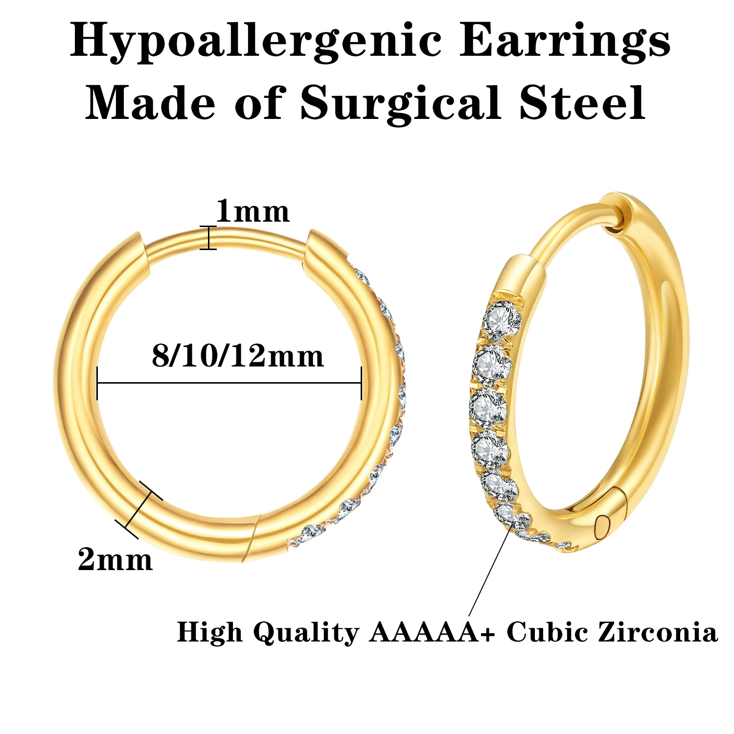 Серьги-кольца VOJO из нержавеющей стали с кубическим цирконием