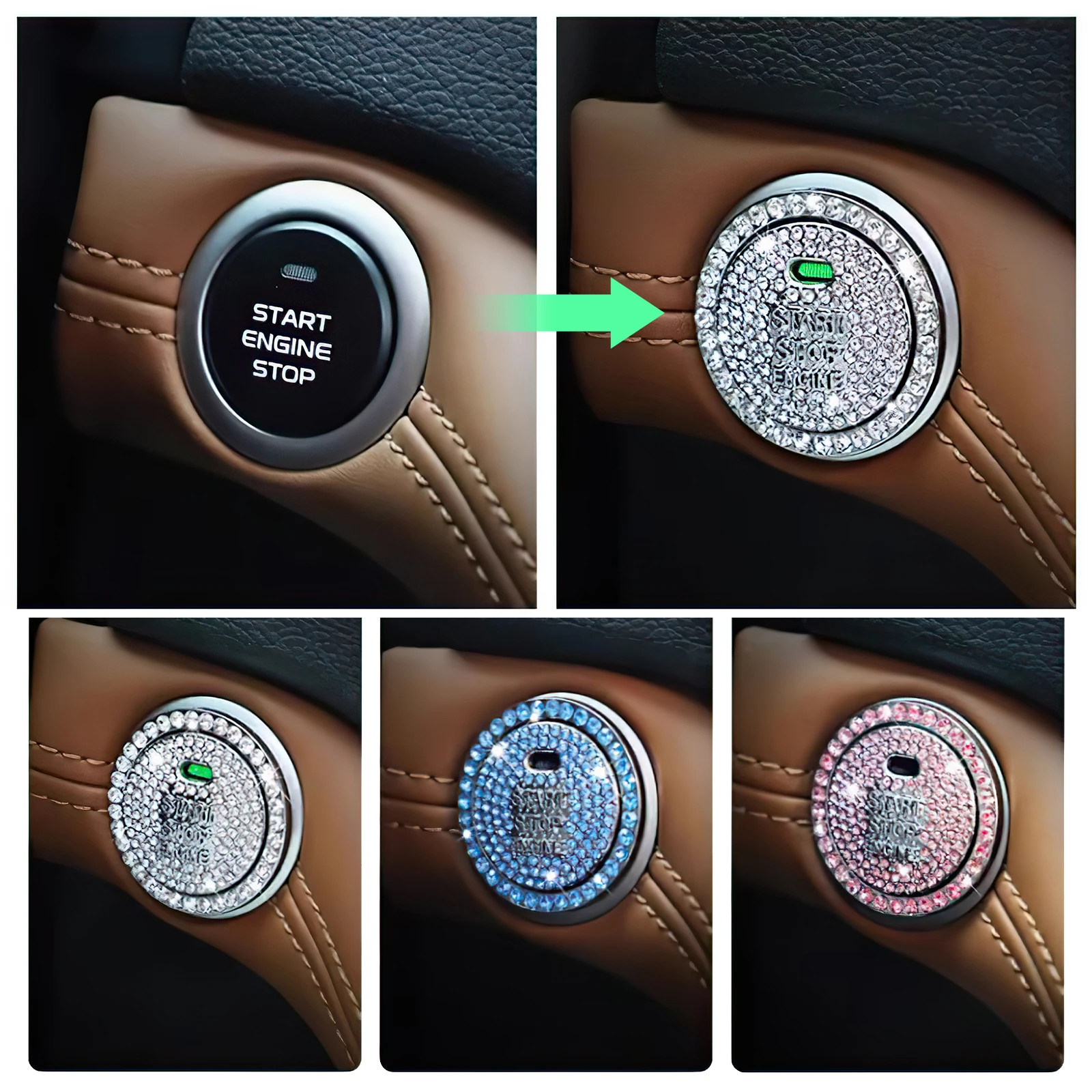 1 шт. декоративное кольцо для кнопки запуска и остановки двигателя автомобиля