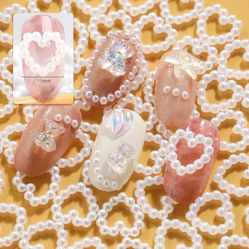 

3D ABS Pearl Hollow Love Bow Nail Parts Charms Mix Color Bow Resin Nail Art Decoration Peach DIY Kawaii Accessory Stone Ornament