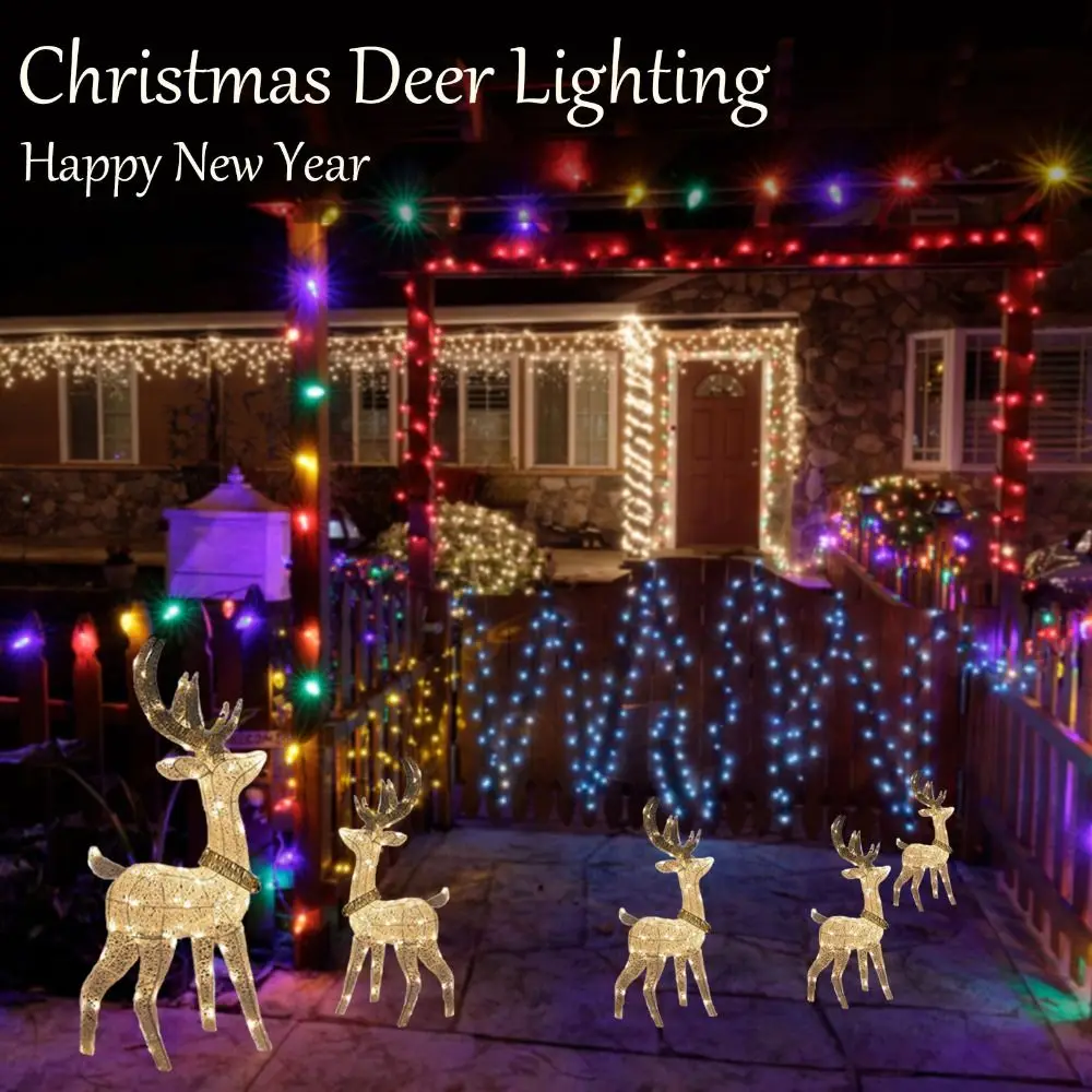 

Creative Light-Up Indoor Outdoor Festival Christmas Light Deer Garden Ornament Xmas Decor LED Reindeer Family Lamp