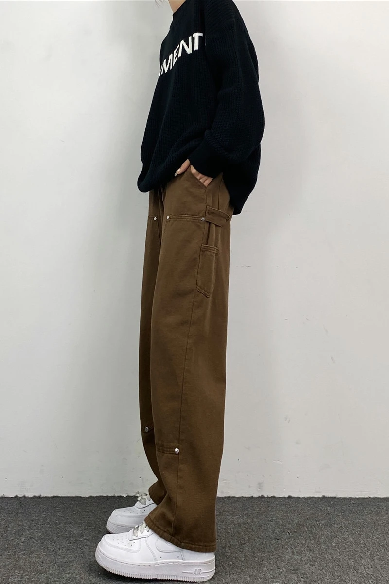 Pants Men's Jeans Hip Hop Loose Jeans Rivet Workwear Straight Loose Pants Women's Loose Jeans y2k Men's Jeans Casual Men Casual