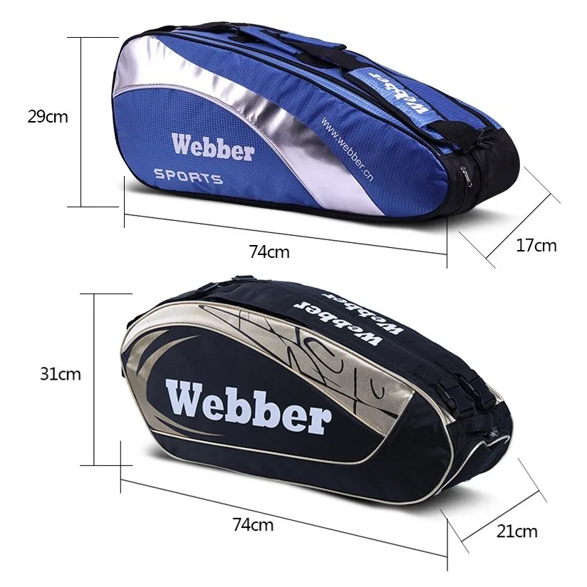 Tennis Racquet Cover Bag 3-6 Rackets Badminton Paddle Carry Case Waterproof Dustproof Separation Shoes Pocket Storage Bag