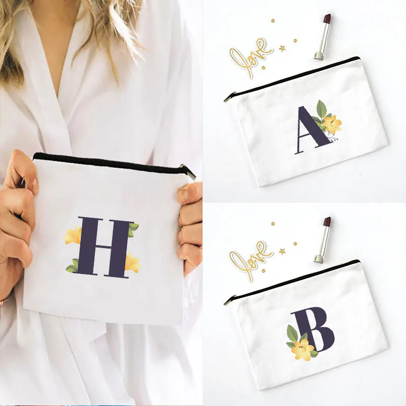 

AlphaBeta Print Personalised Linen Make Up Bag Accessory Bag Cosmetic Pouch Birthday Gift Mother's Day Glitter Initial Organizer