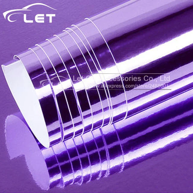 

High stretchable purple chrome vinyl film Chrome purple mirror Vinyl Film with air free bubbles with Size:10/20/30/50x152CM/Lot