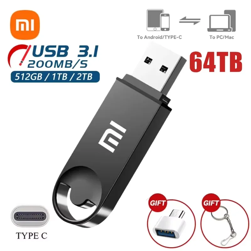 Xiaomi 16TB флэш-накопитель Usb 3.2 сверхвысокоскоростной с металлической передачей Mini U