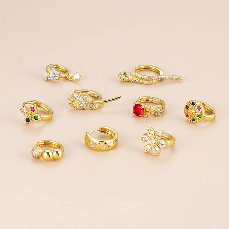 Женские медные серьги-кольца в форме бабочки