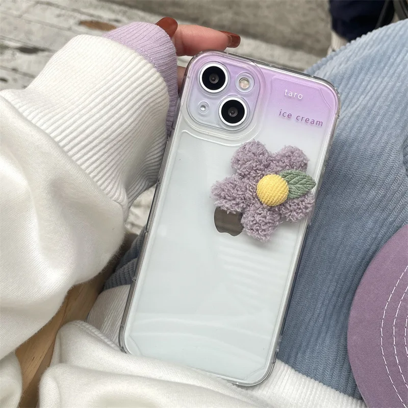 

Милый прозрачный чехол для телефона в стиле ретро с милыми плюшевыми цветами для девочек, таро, чехол для iPhone 13, 12, 11 Pro Max, Xs, Max, XR, X, милый мягки...