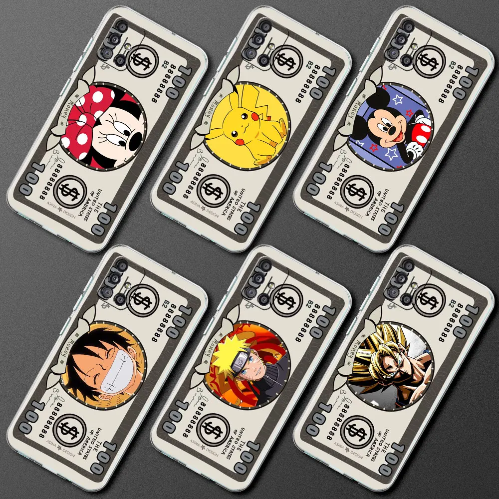 

Luxury Dollar Pikachu Mickey Naruto Case For Samsung Galaxy A52 A12 A51 A32 4G A71 A21s A32 A31 A72 A22 A13 5G Soft Phone Cover