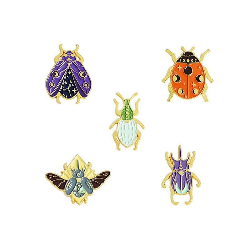 

5 PCS Enamel Pins Set Cute Cartoon Insect Brooches Lapel Pins For Backpack Clothes Jackets DIY Decoration Accessories
